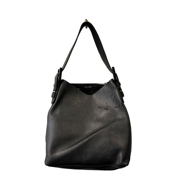 Marc Jacobs Victoria Leather Hobo Bag Purse Metallic Gunmetal Gray Black Tote